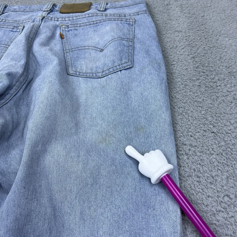 VTG Levi Strauss 619 Mens Light Blue Denim Jeans Straight Leg Orange‎ Tab 36x31